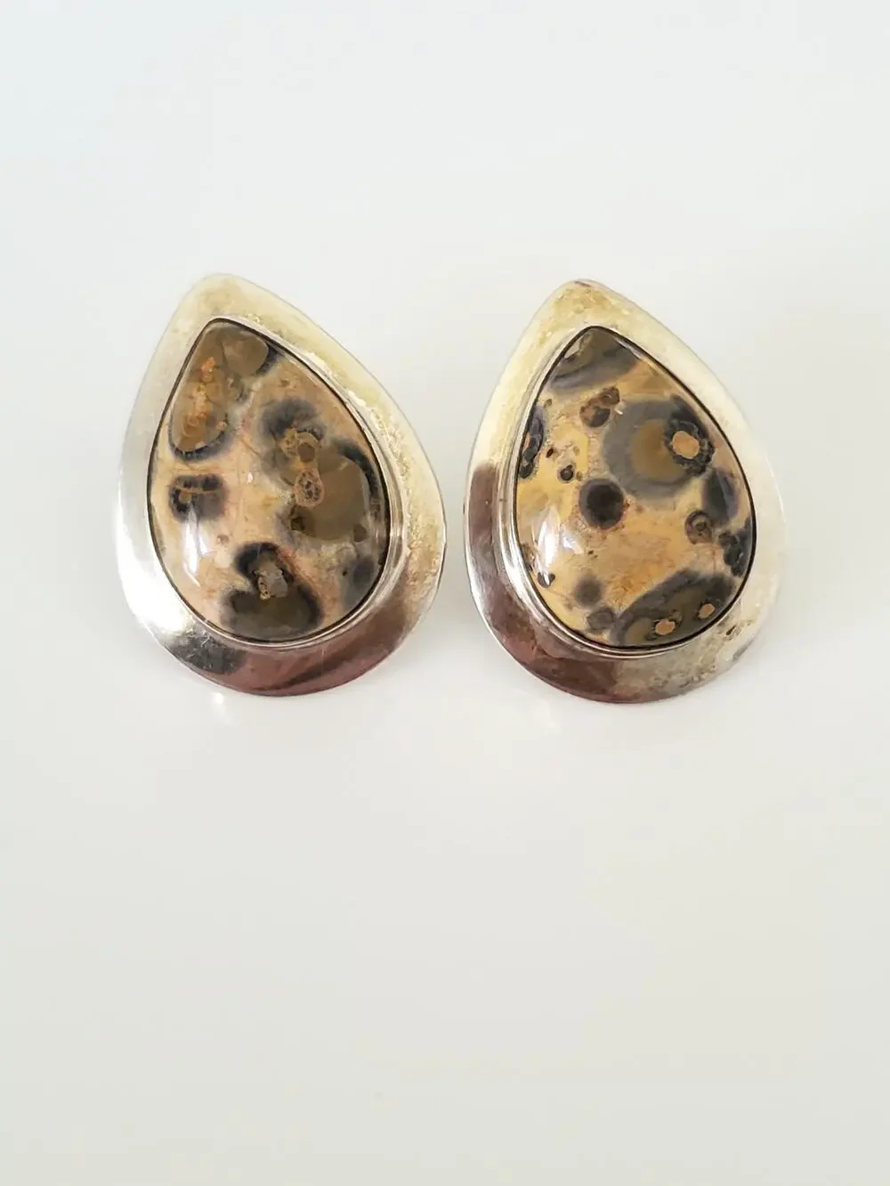 Vintage Vidal Chavez Sterling Silver Leopard Jasper Earrings